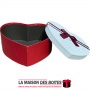 La Maison des Boîtes - Boîte Cadeau Forme de Cœur Rouge avec Couvercle Ecru & Ruban Rouge Bordeau & Ecru - (L:20.5x17.5x8.7cm) -