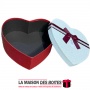 La Maison des Boîtes - Boîte Cadeau  Forme de Cœur Rouge avec Couvercle Ecru & Ruban Rouge Bordeau & Ecru  - (M:18.5x14x7cm) - T