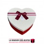 La Maison des Boîtes - Boîte Cadeau Forme de Cœur Rouge avec Couvercle Ecru & Ruban Rouge Bordeau & Ecru - (S:10.5x13.5x 5cm) - 