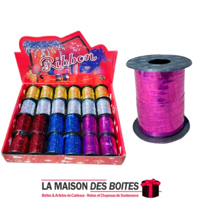 La Maison des Boîtes - Mini Canon Bolduc Rose Hologramme- 20 m - Tunisie Meilleur Prix (Idée Cadeau, Gift Box, Décoration, Soute