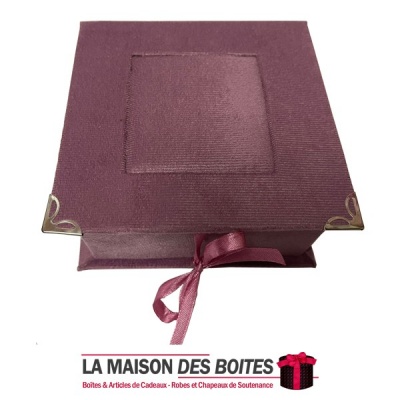 La Maison des Boîtes - Coffret  Pâtissière Carré -en velours Rose- (12x12x6cm) - Tunisie Meilleur Prix (Idée Cadeau, Gift Box, D