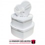 La Maison des Boîtes - Lot de 3 Boîtes Cadeaux Forme de Cœur Pour Sain-valentin-  Velours Blanc &  Ruban Satiné Blanc - Tunisie 