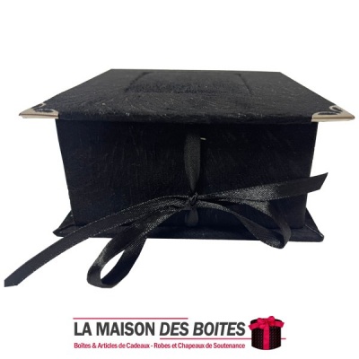 La Maison des Boîtes - Coffret  Pâtissière Carré - en velours Noir  -Dimension : 12 x 12 x 6 cm - Tunisie Meilleur Prix (Idée Ca