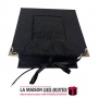 La Maison des Boîtes - Coffret  Pâtissière Carré - en velours Noir  -Dimension : 12 x 12 x 6 cm - Tunisie Meilleur Prix (Idée Ca
