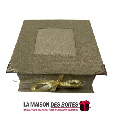 La Maison des Boîtes - Coffret  Pâtissière Carré - en velours Marron Claire  -Dimension : 12 x 12 x 6 cm - Tunisie Meilleur Prix
