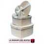 La Maison des Boîtes - Lot de 3 Boîtes Cadeaux Forme de Cœur Pour Sain-valentin-  Velours Beige &  Ruban Satiné Ecru - Tunisie M