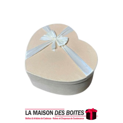 La Maison des Boîtes - Boîte Cadeau Forme de Cœur Pour Sain-valentin - Velours Beige - (S:10.5x13.5x 5cm) - Tunisie Meilleur Pri