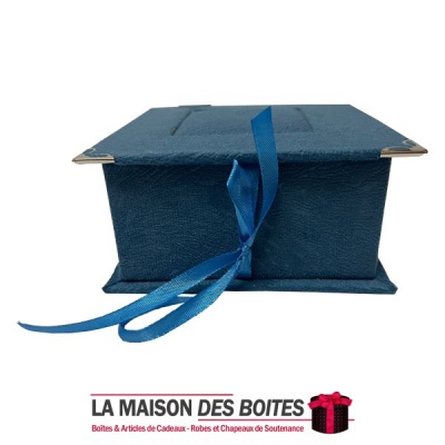 La Maison des Boîtes - Coffret  Pâtissière Carré - en velours Bleu  - (12x12x6cm) - Tunisie Meilleur Prix (Idée Cadeau, Gift Box