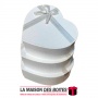 La Maison des Boîtes - Lot de 3 Boîtes Cadeaux  Forme de Cœur Couvert de Semi Cuir -  Blanc &  Ruban Satiné Gris - Tunisie Meill