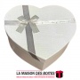 La Maison des Boîtes - Boîte Cadeau  Forme Cœur Couvert de Semi Cuir - Blanc - (L:30.5x23.5x13cm) - Tunisie Meilleur Prix (Idée 