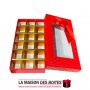 La Maison des Boîtes - Coffret Chocolat Rectangulaire avec Couvercle Transparent  - 18 pièces - Rouge & Doré - Tunisie Meilleur 