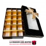La Maison des Boîtes - Coffret Chocolat Rectangulaire avec Couvercle Transparent  - 18 pièces - Noir & Doré - Tunisie Meilleur P