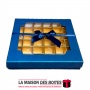Coffret Chocolat Carré avec Couvercle Transparent  -36 pièces - Bleu