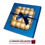 Coffret Chocolat Carré avec Couvercle Transparent  -36 pièces - Bleu