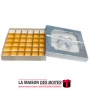 Coffret Chocolat Carré avec Couvercle Transparent  -36 pièces - Argent