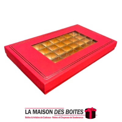La Maison des Boîtes - Coffret Chocolat Rectangulaire avec Couvercle Transparent  -60 pièces - Rouge - Tunisie Meilleur Prix (Id