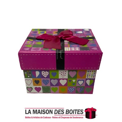 La Maison des Boîtes - Coffret Montre Carré- avec Noeud Papillon (8.5x8.5x5.8cm) - Tunisie Meilleur Prix (Idée Cadeau, Gift Box,