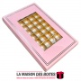 Coffret Chocolat Rectangulaire avec Couvercle Transparent  -60 pièces - Rose