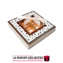 La Maison des Boîtes - Coffret Chocolat Carré avec Couvercle Transparent  -16 pièces - Beige Pointé en Doré - Tunisie Meilleur P