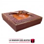 La Maison des Boîtes - Coffret Chocolat Carré avec Couvercle Transparent  -16 pièces - Marron Pointé en Doré - Tunisie Meilleur 