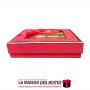 La Maison des Boîtes - Coffret Chocolat Carré avec Couvercle Transparent  -16 pièces - Rouge Pointé en Doré - Tunisie Meilleur P