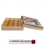 La Maison des Boîtes - Coffret Chocolat Carré avec Couvercle Transparent  -16 pièces - MarronPointé en Doré - Tunisie Meilleur P