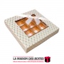 La Maison des Boîtes - Coffret Chocolat Carré avec Couvercle Transparent  - 25 pièces - Ecru & Doré - Tunisie Meilleur Prix (Idé