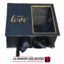 La Maison des Boîtes - Boîte Cadeaux Rectangulaire "With Love" avec Fenêtre & Ruban Satiné - Noir - (22x18.5x10cm) - Tunisie Mei