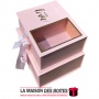 La Maison des Boîtes - Lot de 2 Boîtes Cadeaux Rectangulaire "With Love" avec Fenêtre & Ruban Satiné - Rose - Tunisie Meilleur P