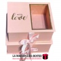 La Maison des Boîtes - Lot de 2 Boîtes Cadeaux Rectangulaire "With Love" avec Fenêtre & Ruban Satiné - Rose - Tunisie Meilleur P