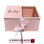 La Maison des Boîtes - Boîte Cadeaux Rectangulaire "With Love" avec Fenêtre & Ruban Satiné - Rose - (22x18.5x10cm) - Tunisie Mei