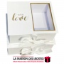 Lot de 2 Boîtes Cadeaux Rectangulaire "With Love" avec Fenêtre & Ruban Satiné - Blanc