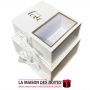 Lot de 2 Boîtes Cadeaux Rectangulaire "With Love" avec Fenêtre & Ruban Satiné - Blanc