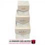 La Maison des Boîtes - Lot de 3 Boîtes Cadeaux Carré Portative Elégante "Wishes A Gift For You" - Beige - Tunisie Meilleur Prix 