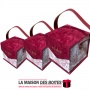 Lot de 3 Boîtes Cadeaux Carré Portative Elégante "Wishes A Gift For You" - Rouge