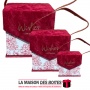 Lot de 3 Boîtes Cadeaux Carré Portative Elégante "Wishes A Gift For You" - Rouge