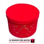 La Maison des Boîtes - Boîte Cadeau à fleurs Cylindrique en Velours - Rouge  & Désigne une Bague Fiançaille en Doré  (20.5x15 cm