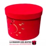 La Maison des Boîtes - Boîte Cadeau à fleurs Cylindrique en Velours - Rouge  & Désigne une Bague Fiançaille en Doré  (20.5x15 cm