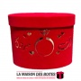 La Maison des Boîtes - Boîte Cadeau à fleurs Cylindrique en Velours - Rouge & Désigne Bague Fiançaille "الف مبروك" en Doré  (20.