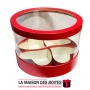 Boîte-Cadeau Cylindrique Transparent avec 4 Coeurs pour la Saint-valentin - Rouge