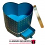Boîte Cadeau en Carton avec Double Tiroir Forme Cœur - Turquoise & Doré