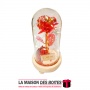 Rose Artificielle avec Lumières LED & Socle en Bois - Cadeau pour la Saint-Valentin