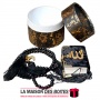 La Maison des Boîtes - Petit Coffret Cadeau chapelet de luxe & Petit livre Koran  - Cadeau pour Ramadan - Ecru & Doré - Tunisie 
