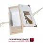 Boîte Pâtisserie en Daim Rectangulaire pour Soutenance avec Couvercle Transparent - Beige & Doré - (14x5x4.3cm)