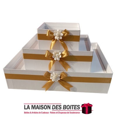 La Maison des Boîtes - Support Datte Farcie - Banc avec Ruban  Satiné Gold - Tunisie Meilleur Prix (Idée Cadeau, Gift Box, Décor