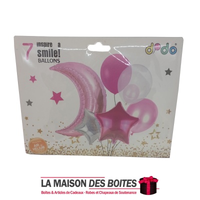 La Maison des Boîtes - Ballons Feuille Dorée Lune avec Étoiles, Confettis et Ballon Latex - Pack de 7 - Tunisie Meilleur Prix (I
