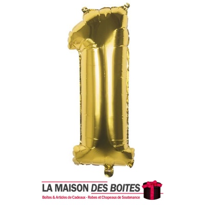 La Maison des Boîtes - Ballon en Aluminium Métallique Chiffre Numéro 1 - Gold -18" - Tunisie Meilleur Prix (Idée Cadeau, Gift Bo