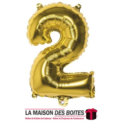 La Maison des Boîtes - Ballon en Aluminium Métallique Chiffre Numéro 2 - Gold -18" - Tunisie Meilleur Prix (Idée Cadeau, Gift Bo