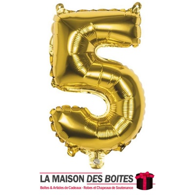 La Maison des Boîtes - Ballon en Aluminium Métallique Chiffre Numéro 5 - Gold -18" - Tunisie Meilleur Prix (Idée Cadeau, Gift Bo