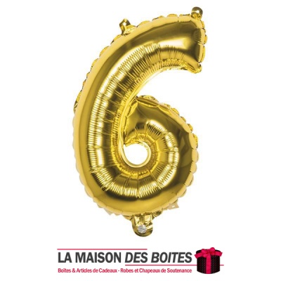 La Maison des Boîtes - Ballon en Aluminium Métallique Chiffre Numéro 6- Gold -18" - Tunisie Meilleur Prix (Idée Cadeau, Gift Box